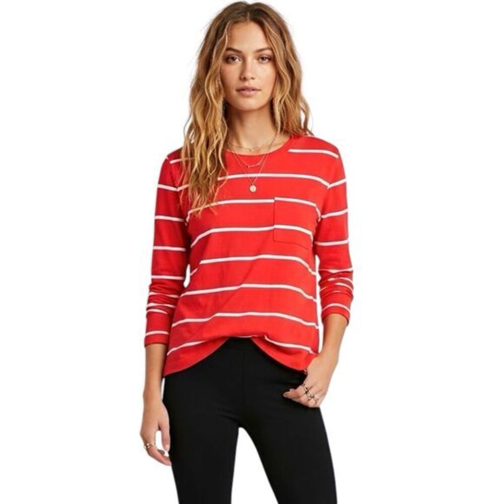 Banana Republic Crew Neckline Cropped Top Long Sleeve Skimmer Stripe Size XS